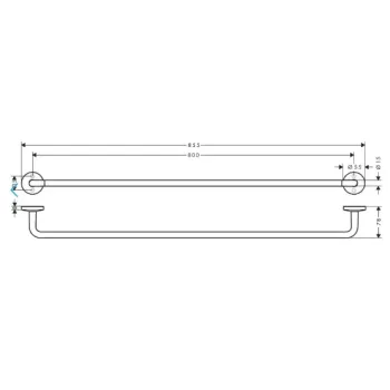 Dvieļu turētājs AXOR Universal Circular 80 cm, birstēts melns hroms 42880340