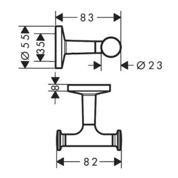 Dvieļu turētājs AXOR Universal Circular āķis, pulēts niķelis 42812820