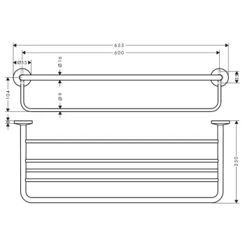 Dvieļu turētājs AXOR Universal Circular ar plauktu 60 cm, birstēta bronza 42843140