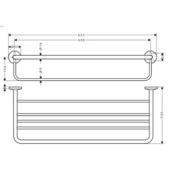 Dvieļu turētājs AXOR Universal Circular ar plauktu 60 cm, hroms 42843000