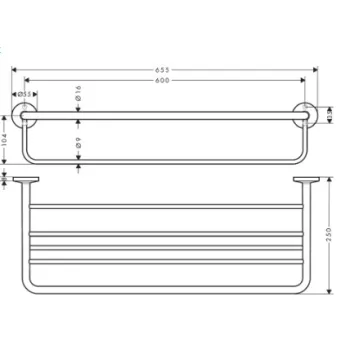 Dvieļu turētājs AXOR Universal Circular ar plauktu 60 cm, matēti melns 42843670