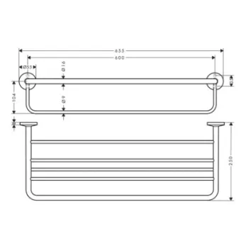 Dvieļu turētājs AXOR Universal Circular ar plauktu 60 cm, pulēta zelta izskats 42843990