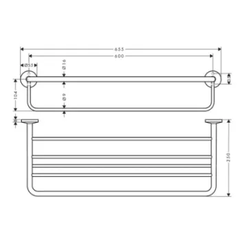 Dvieļu turētājs AXOR Universal Circular ar plauktu, garums 60 cm, birstēts melns hroms 42843340
