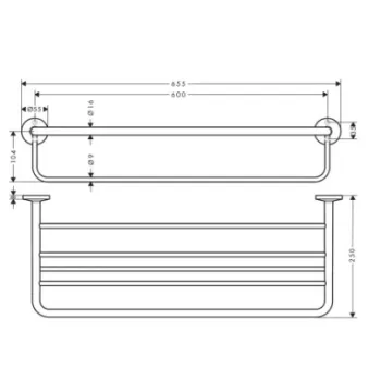 Dvieļu turētājs AXOR Universal Circular ar plauktu, garums 60 cm, birstēts niķelis 42843820