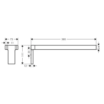 Dvieļu turētājs AXOR Universal Rectangular, 38 cm, hroms 42622000
