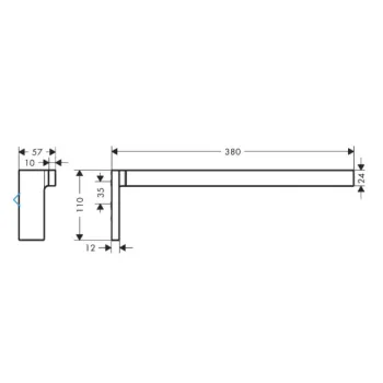 Dvieļu turētājs AXOR Universal Rectangular garums 38 cm, hroms 42626000