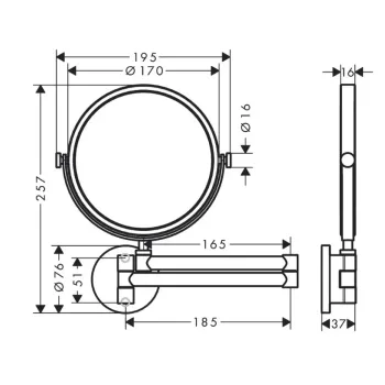 Kosmētikas spogulis Axor Universal Circular, birstēts melns hroms 42849340