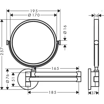 Kosmētikas spogulis Axor Universal Circular, matēti melns 42849670