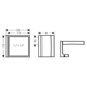 Kosmētikas spogulis Axor Universal Rectangular, hroms 42649000