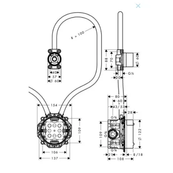 Montāžas iebūvējamā daļa Axor Elektroniska, izlietnes maisītājam,  16180180