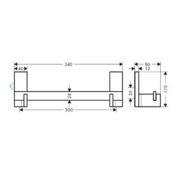 Rokturis Axor Universal Rectangular, garums 30 cm, hroms 42613000