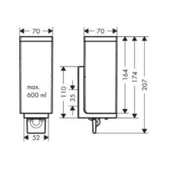Šķidro ziepju dozators Axor Universal Rectangular ar turētāju, hroms 42610000