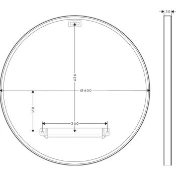 Spogulis Axor Universal Circular, diametrs 60 cm, matēti melns 42848670