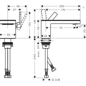 Vannas istabas izlietnes maisītājs Axor MyEdition ar Push-Open snīpi, hroms/melns stikl 47010600