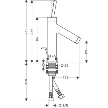Vannas istabas izlietnes maisītājs Axor Starck ar noteku, hroms 10111000