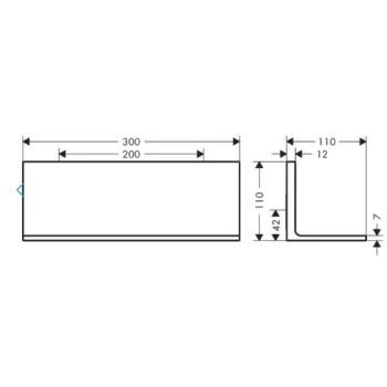 Vannas istabas plaukts Axor Universal Rectangular, garums 30 cm, hroms 42644000