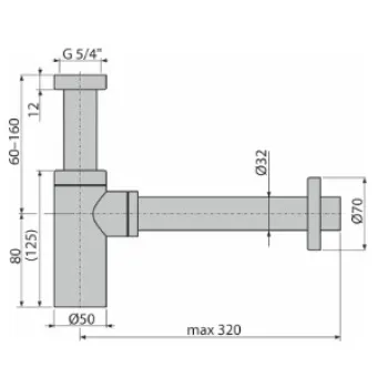 Izlietnes sifons Kielle D32 mm, apaļš, metāla 30901010