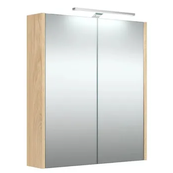 Spoguļskapītis Raguvos Baldai Pure 60cm gaišs ozols ar LED (36cm  4000K) apgaismojumu