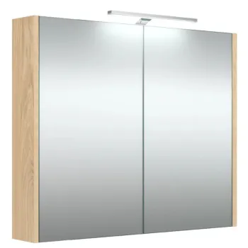 Spoguļskapītis Raguvos Baldai  Pure 80cm gaišs ozols ar LED (36cm  4000K) apgaismojumu
