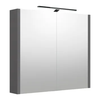 Spoguļskapītis Raguvos Baldai Urban 80 balts matēts ar LED apgaismojumu pelēks matēts