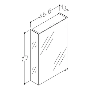 Spoguļskapītis Raguvos Baldai Cosmos 46cm ar sānu spoguļiem