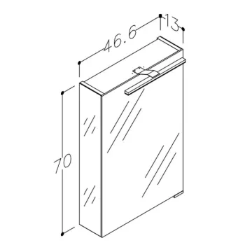 Spoguļskapītis Raguvos Baldai Cosmos 46cm ar sānu spoguļiem, ar LED (36cm  4000K) apgaismojumu