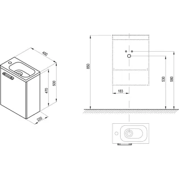 Vannas istabas skapītis Ravak SD Clear 400 II (Bez Izlietnes) Balts