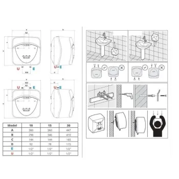 Elektriskais Ūdens Sildītājs (Boilers) ARISTON ANDRIS LUX ECO 15U/5 EU Zem izlietnes15L (3100350)