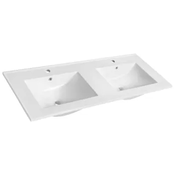 Mēbeļu izlietne Sapho SLIM keramikas dubultā,120x46,5 cm, balta