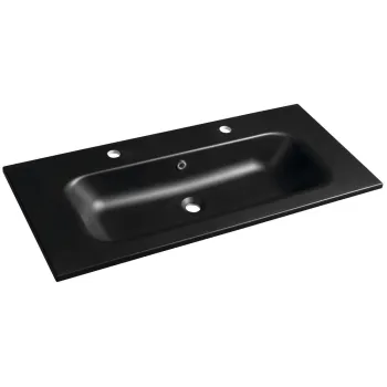 Mēbeļu izlietne Sapho SIDRA dubultā, lietais marmors, 101x46cm, melna matēta
