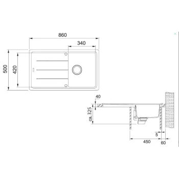 Virtuves izlietne Franke Basis Fragranīta BFG 611-86, 86x50 cm, onikss 114.0494.913