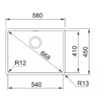 Virtuves izlietne Franke Box BXX 210/110-54, 58x45 cm, nerūsējošais tērauds 127.0395.015