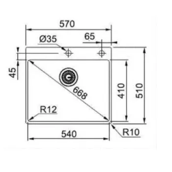 Virtuves izlietne Franke Box BXX 210/610-54 TL, 57x51 cm, nerūsējošais tērauds 127.0369.295