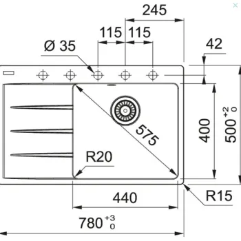 Virtuves izlietne Franke Centro Fragranīta CNG 611-78 TL/7, 78x50 cm, balta-ledus 114.0637.505