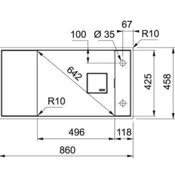 Virtuves izlietne Franke Fresno Fragranīta FSG 211/111, 86x46 cm, matēti melna 135.0652.557