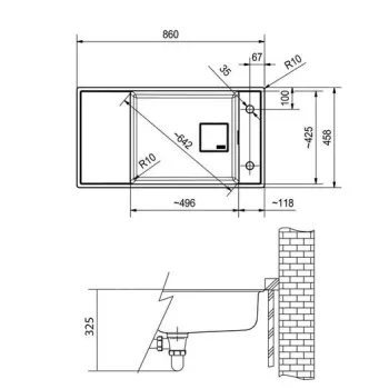 Virtuves izlietne Franke Fresno Fragranīta FSG 211/111, 86x46 cm, onikss 135.0539.538
