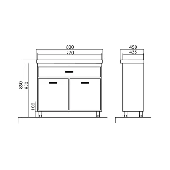 Vannas istabas skapītis Aqua Rodos DECOR ar izlietni FRAME 80