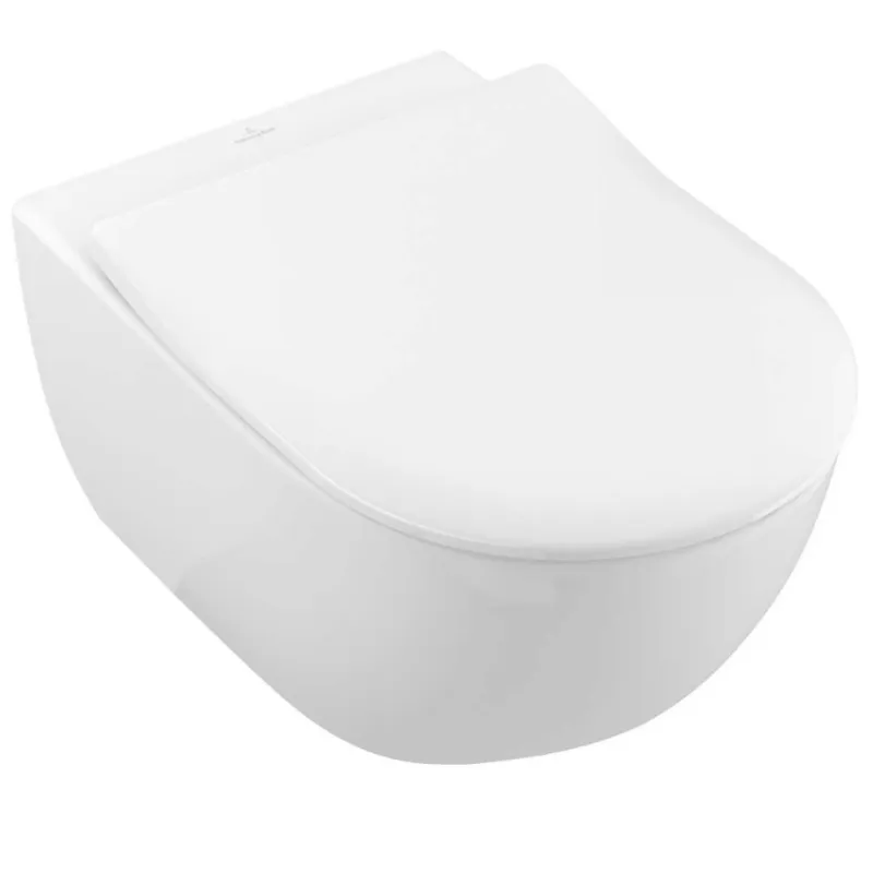 Tualetes poda komplekts Geberit Duofix rāmis ar Villeroy & Boch podu, SoftClose vāku, ar Baltu pogu Sigma01 pogu