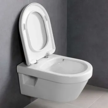 Tualetes poda komplekts Geberit Duofix  rāmis ar Villeroy & Boch Rimless podu ar SoftClose Vāku, Sigma01 Balta poga