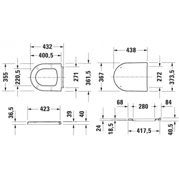 Poda vāks Duravit ME by Starck ar SoftClose Balts 0020110000