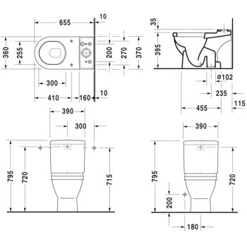 Tualetes pods Duravit Starck 3 ar WonderGliss Bez tvertnes, bez vāka, Balts