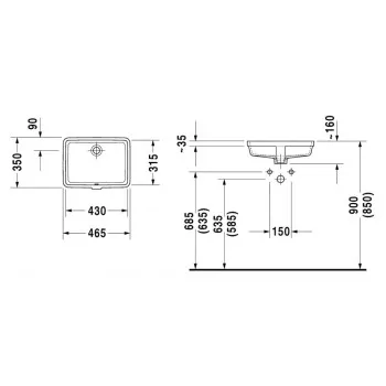 Vannas istabas izlietne Duravit Vero WonderGliss 43x32cm, iebūvējama, Balta