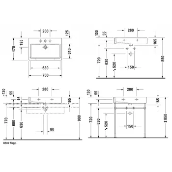 Vannas istabas izlietne Duravit Vero WonderGliss 70x47cm, Balta Vannas istabas izlietne Duravit Vero WonderGliss 70x47cm, Balta