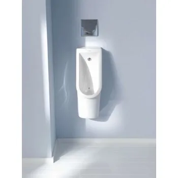 Pisuārs Duravit Starck 3 Rimfree pievads no aizmugures, balts