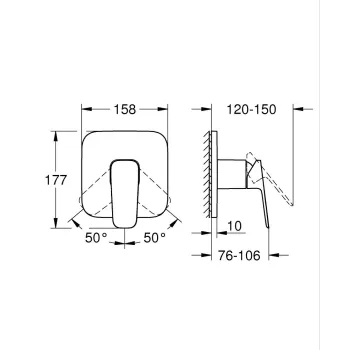 Dušas maisītājs GROHE Cubeo iebūvējams Melns Matēts 1017772430 Dušas maisītājs GROHE Cubeo iebūvējams Melns Matēts 1017772430