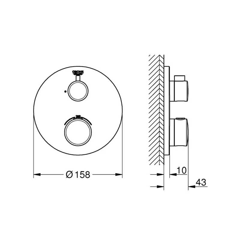 Dušas maisītājs Grohe Grohtherm, ar termostau iebūvējams, Melns 1022122430
