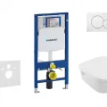 Tualetes poda komplekts Geberit Duofix  rāmis ar Villeroy & Boch Rimless podu ar SoftClose Vāku, Sigma01 Balta poga
