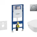 Tualetes poda komplekts Geberit Duofix  rāmis ar Villeroy & Boch Rimless podu ar SoftClose Vāku, Sigma01 Matēta Hroma poga