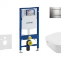 Tualetes poda komplekts Geberit Duofix  rāmis ar Villeroy & Boch Rimless podu ar SoftClose Vāku, Sigma30 Hromēta poga