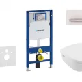 Tualetes poda komplekts Geberit Duofix  rāmis ar Villeroy & Boch Rimless podu ar SoftClose Vāku, Sigma50 Balta poga
